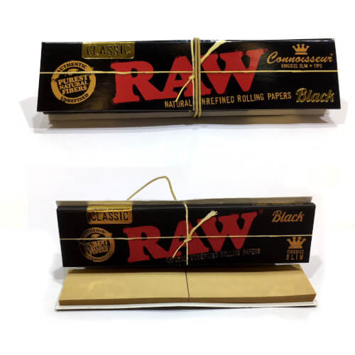 RAW Rolling Paper Black King Size with Tips | Cafe420.co.za
