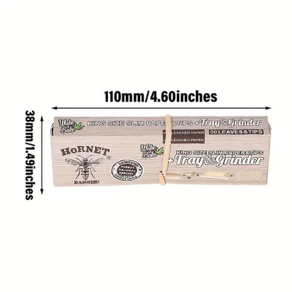 Hornet King Size Rolling Papers with Tips | Tray and Grinder | Size Guide | Cafe420.co.za